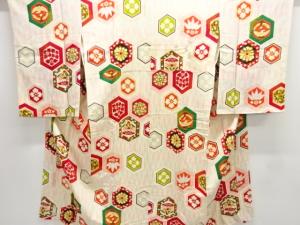 アンティーク　錦紗花亀甲模様長襦袢